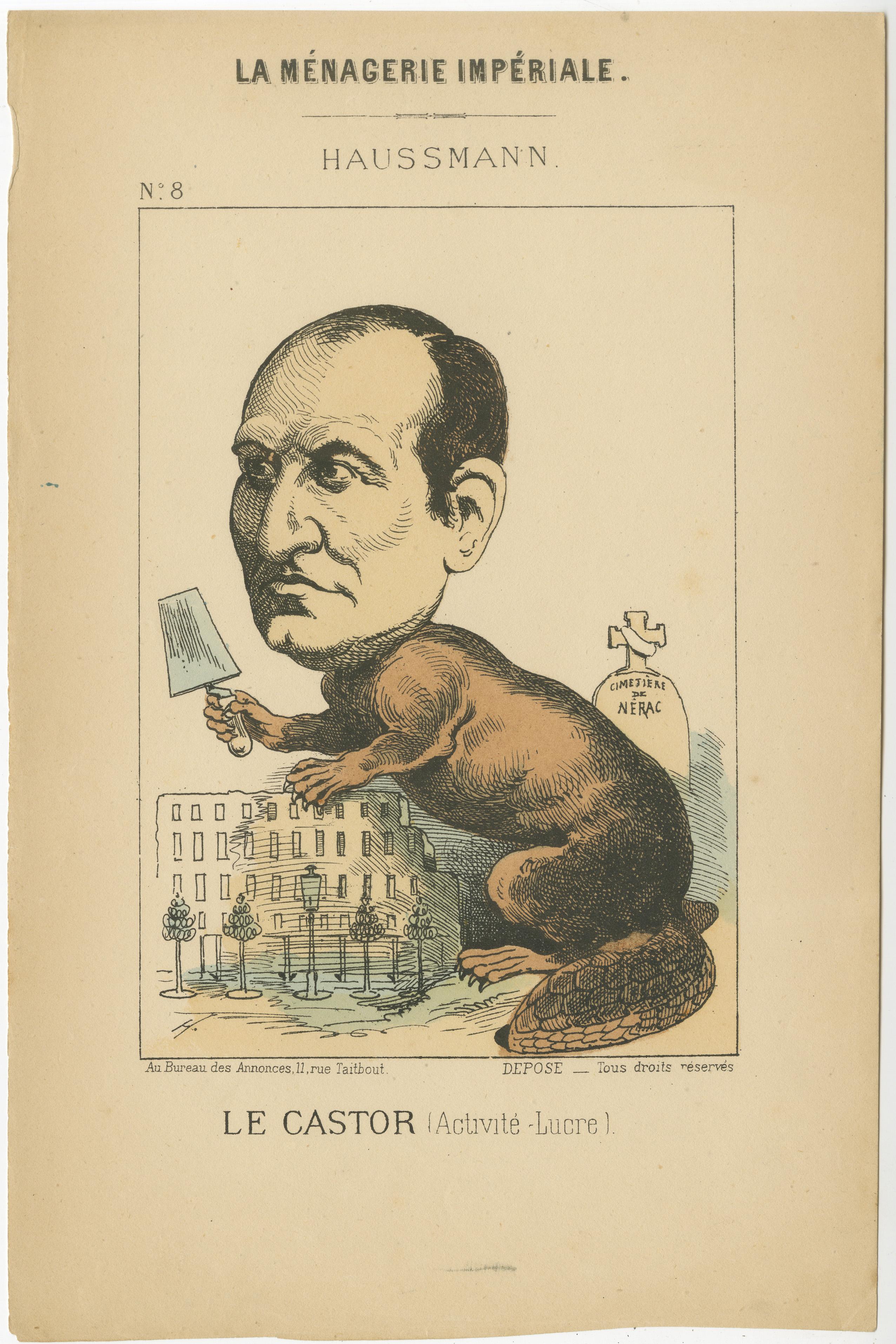 Papier Menagerie impériale : Baron Haussmann - Le carquois (activité - Profit), 1870 en vente