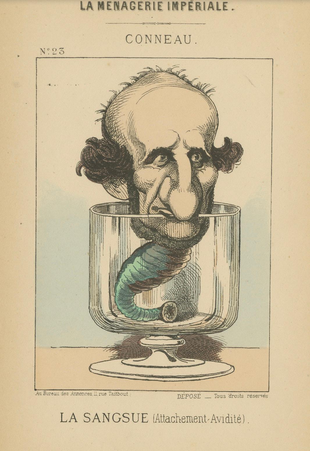 Kaiserliche Menagerie: Conneau - The Leeching (Anhang - Gier), 1870 (Papier) im Angebot
