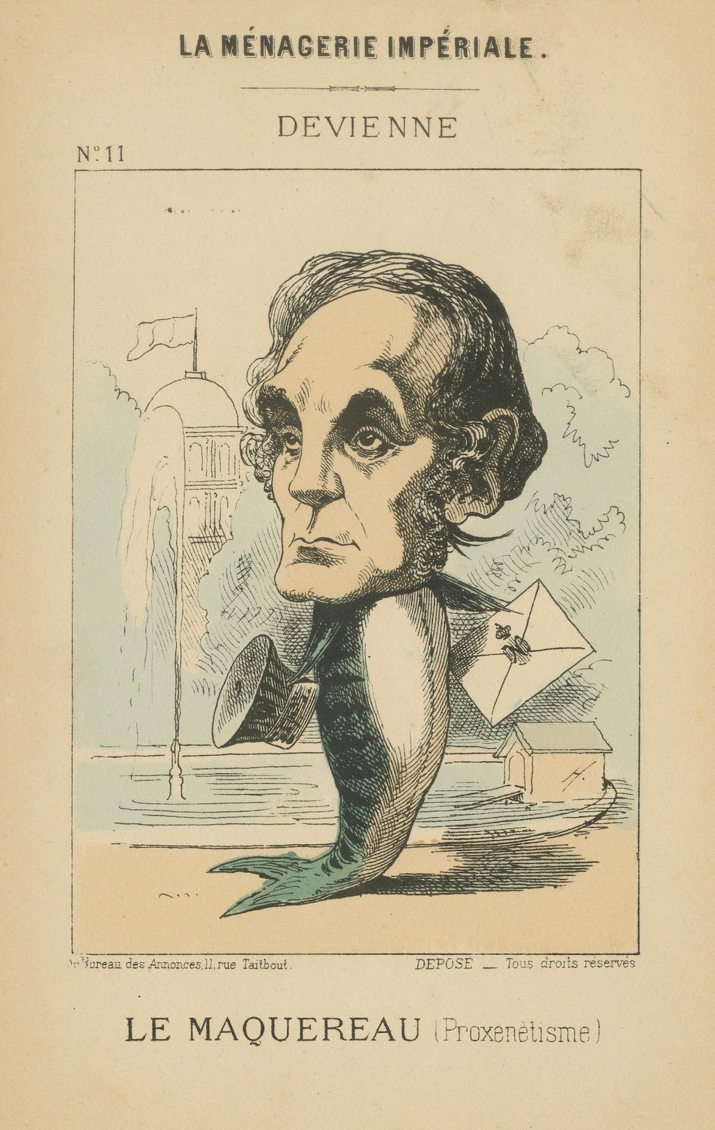 Paper Imperial Menagerie: Devienne - The Mackerel (Pimping), 1870 For Sale