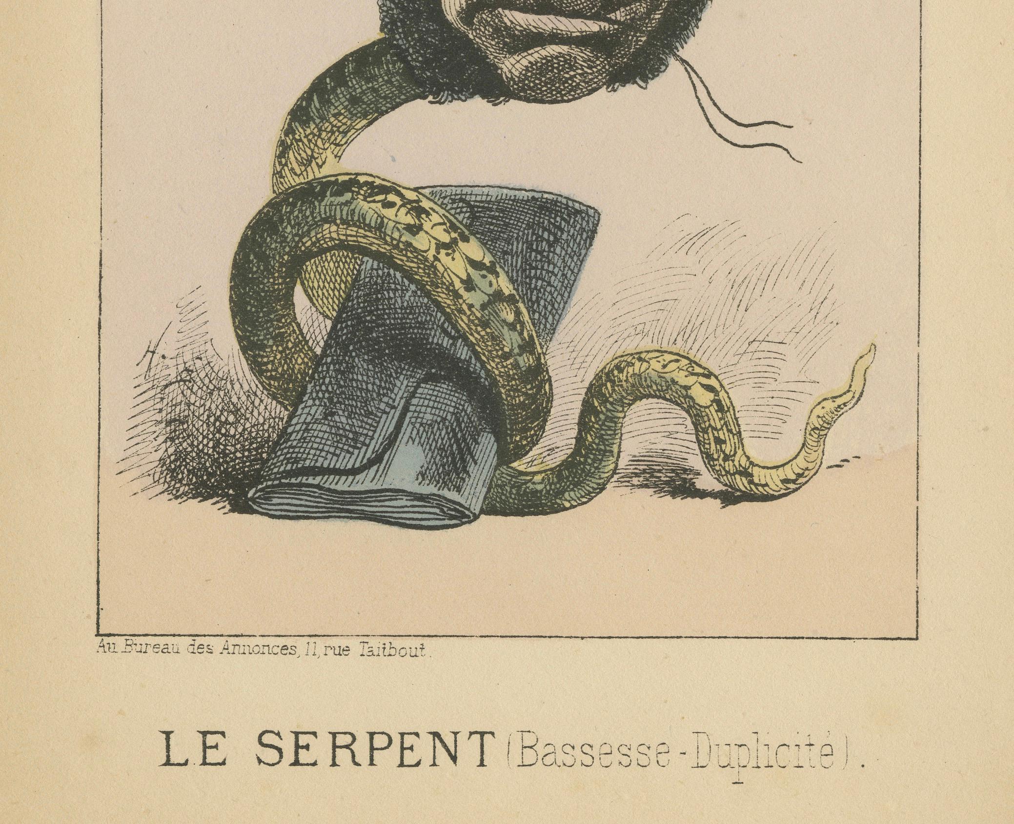 Imperial Menagerie: Émile Ollivier - The Serpent (Lowness - Duplicity), 1870 In Good Condition For Sale In Langweer, NL