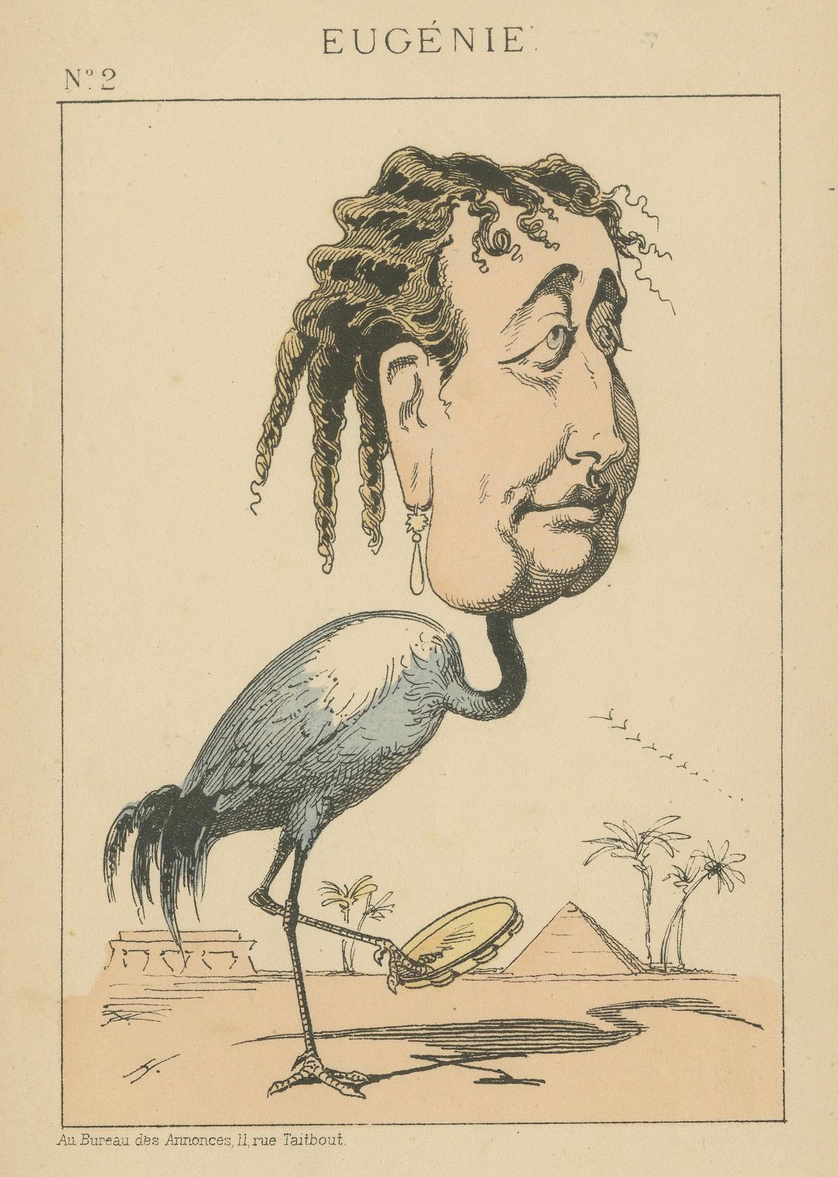 Ménagerie impériale : Impératrice Eugénie - The Crane (Pose - Stupidité), 1870 Bon état - En vente à Langweer, NL