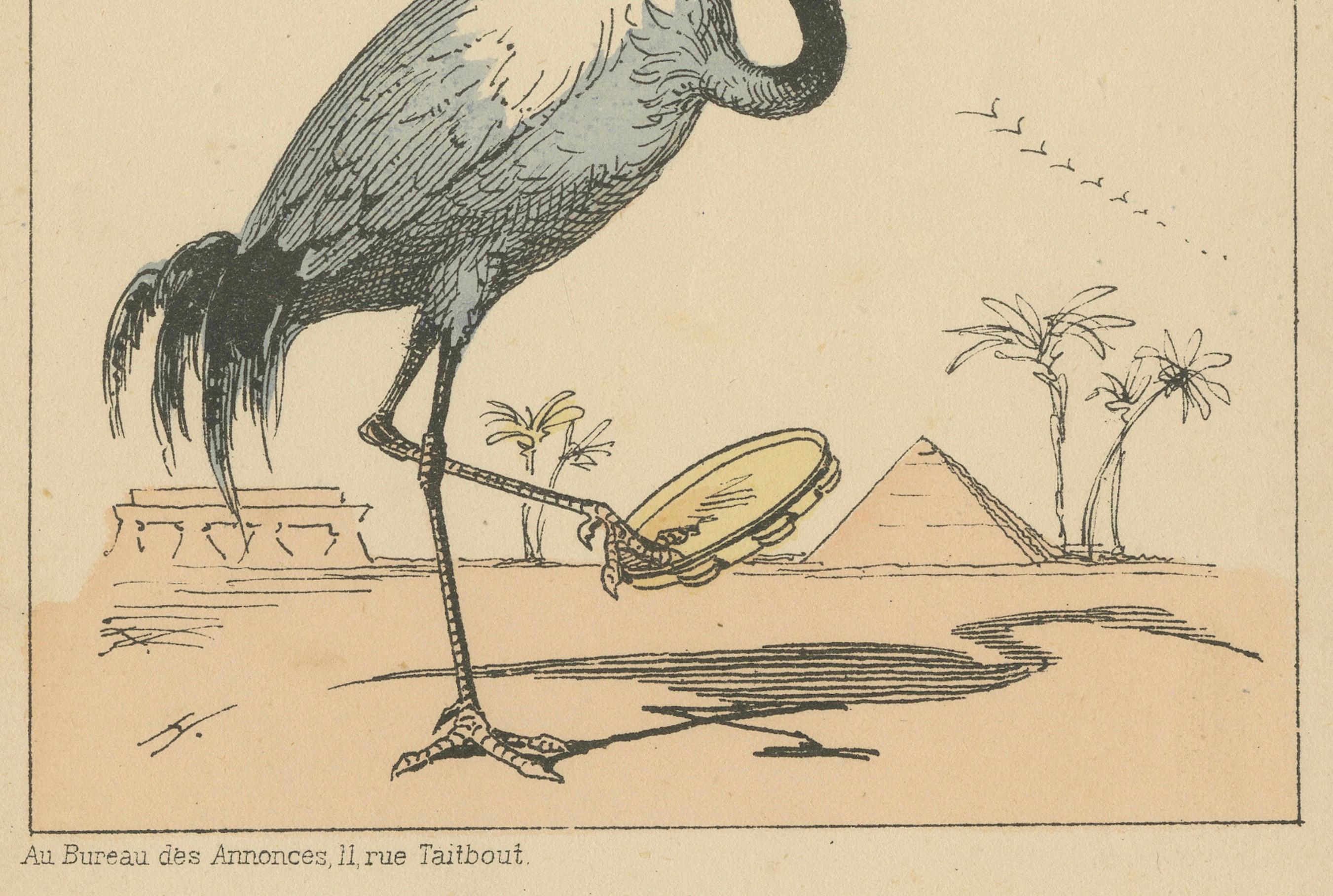 Papier Ménagerie impériale : Impératrice Eugénie - The Crane (Pose - Stupidité), 1870 en vente