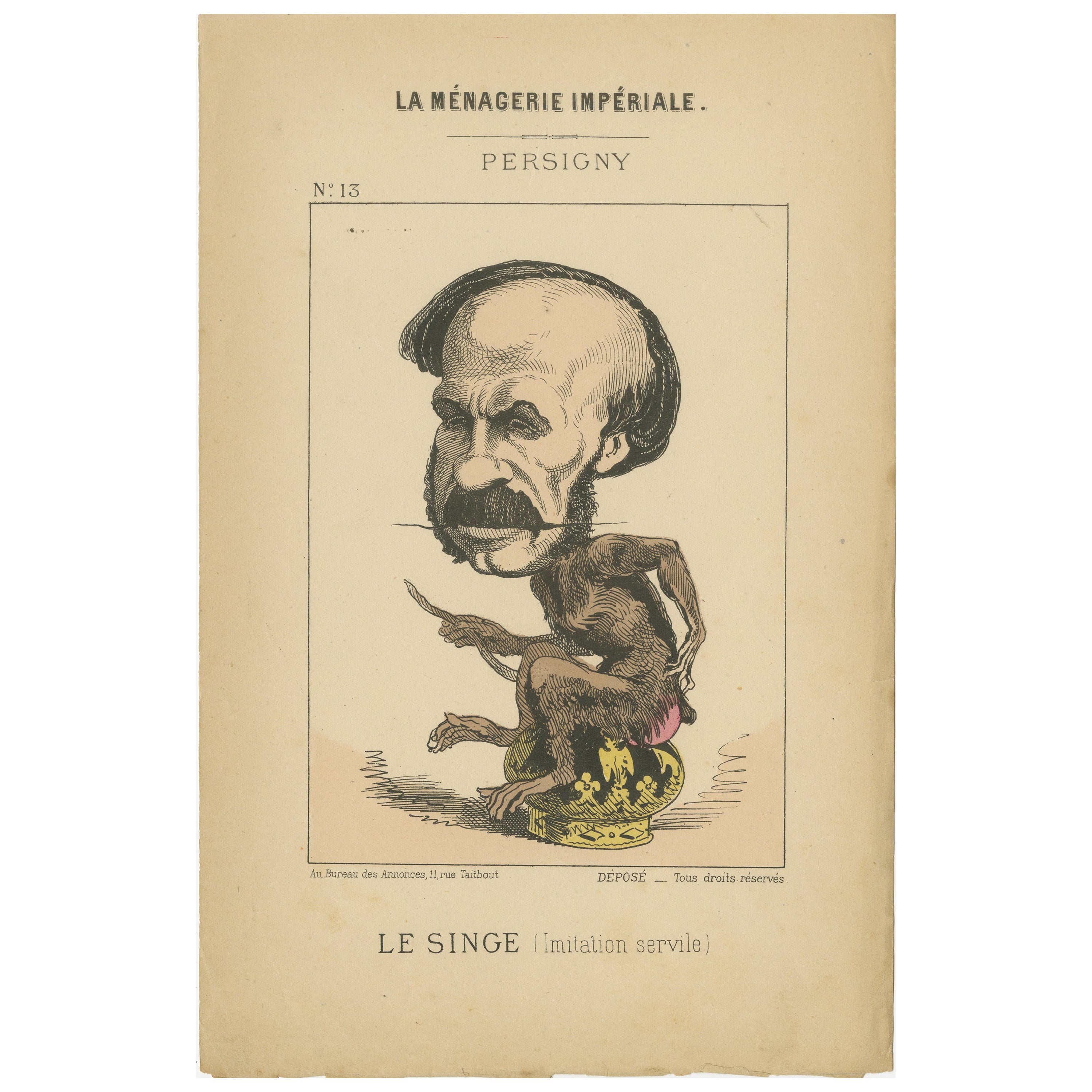Kaiserliche Menagerie: Persigny - Der Affe (Servile Nachahmung), 1870