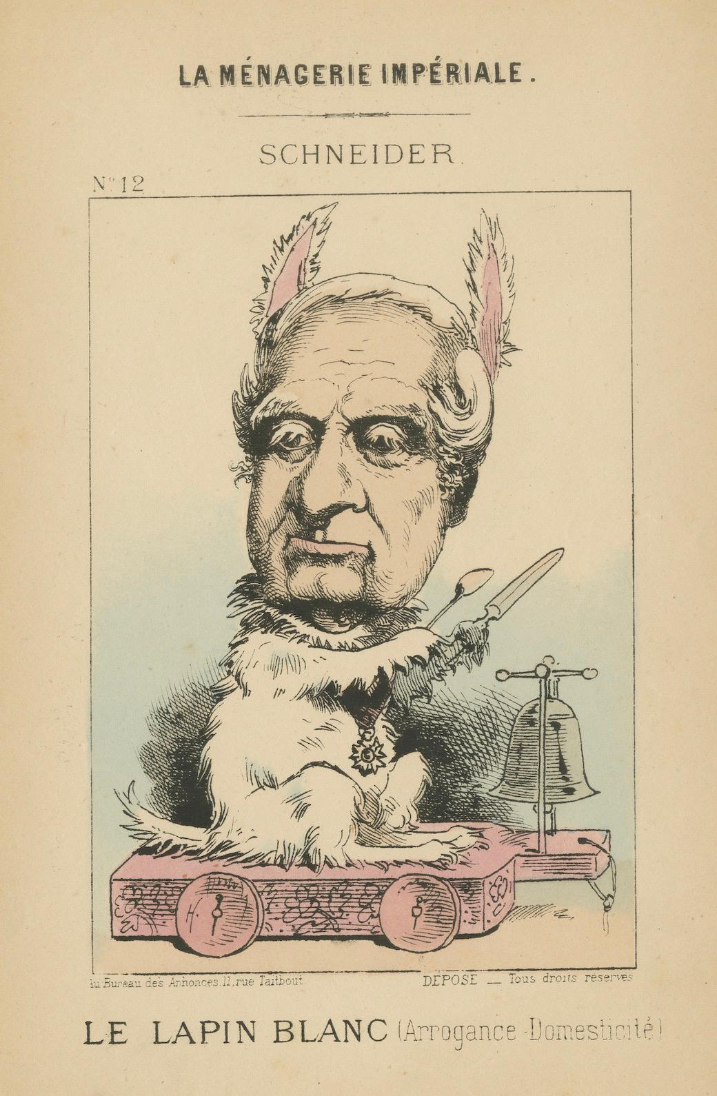 Carta Serraglio imperiale: Schneider - Il coniglio bianco (Arroganza - Domesticità), 1870 in vendita