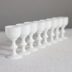 Portieux Vallerysthal White Opaline Glass Decanter and Cordial Set