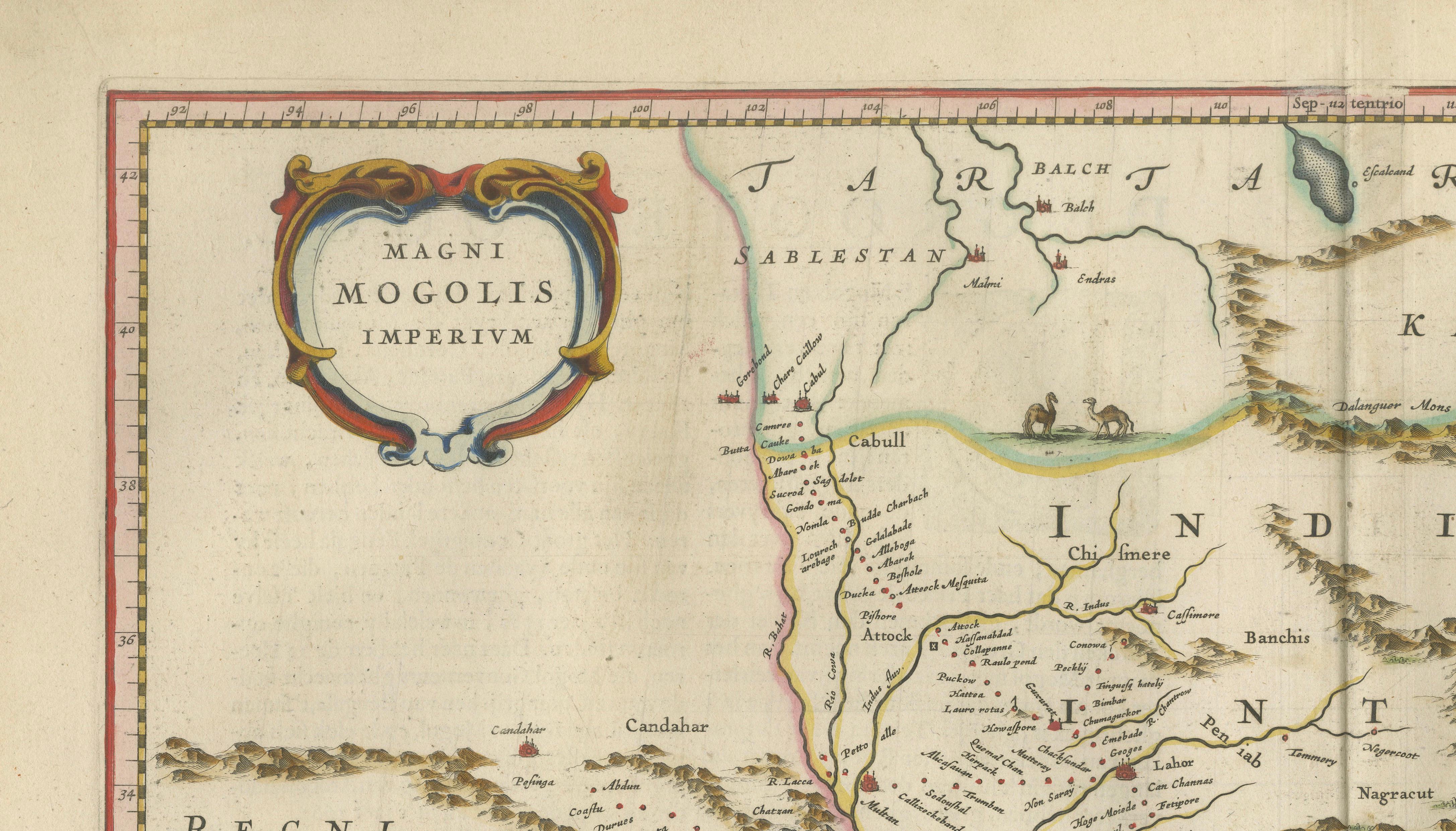 Imperial Mughal India Blaeu Map, Ganges Delta & Persia c.1642