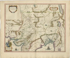 Imperial Mughal India Blaeu Map, Ganges Delta & Persia c.1642