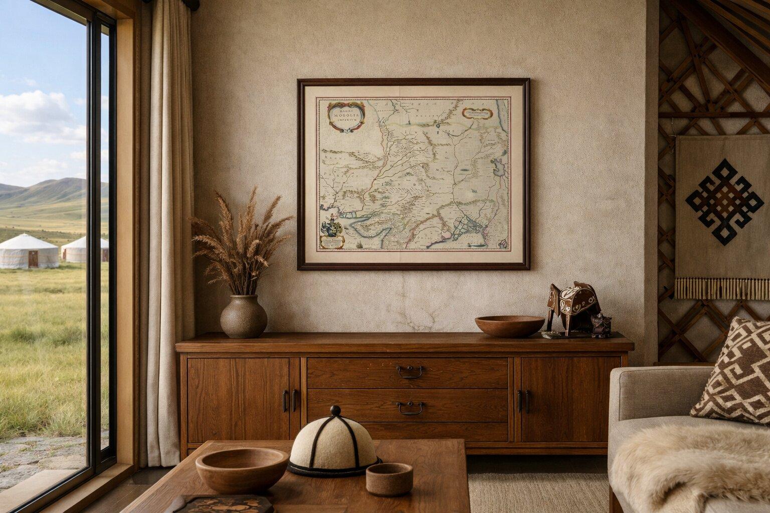 Imperial Mughal India Blaeu Map, Ganges Delta & Persia c.1642