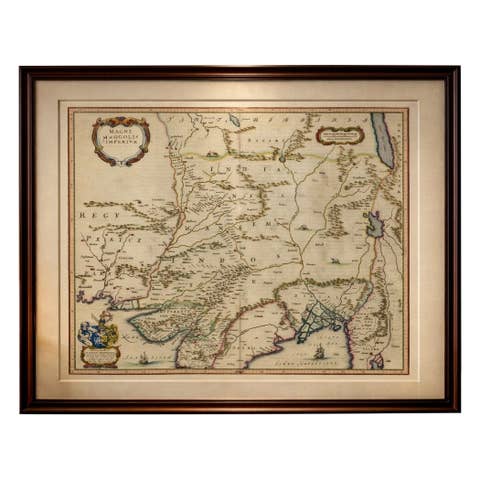 Imperial Mughal India Blaeu Map, Ganges Delta & Persia c.1642