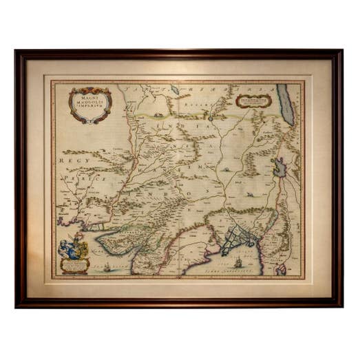 Imperial Mughal India Blaeu Map, Ganges Delta & Persia c.1642