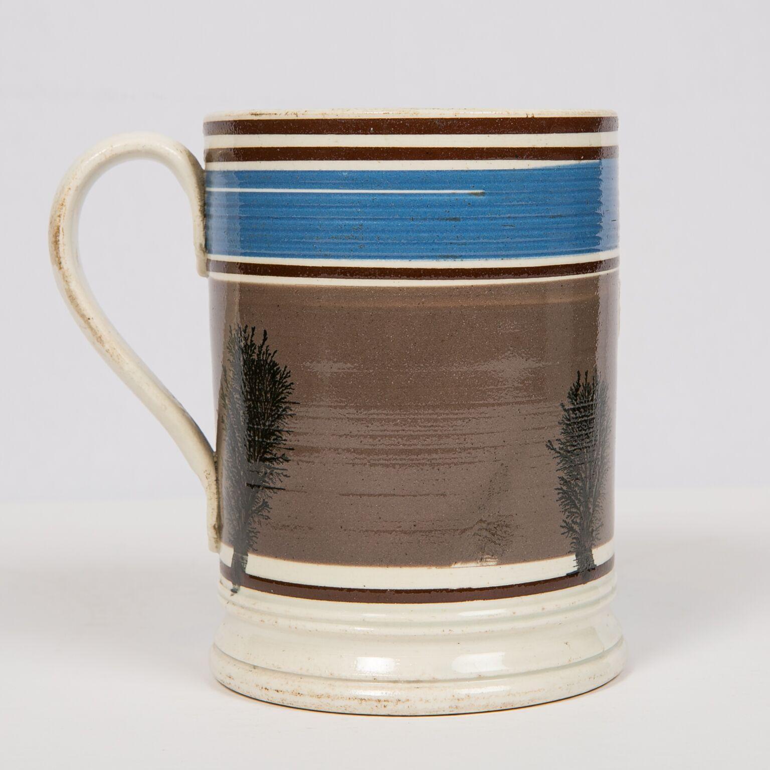 English Imperial Quart Mochaware Mug, England, circa 1840