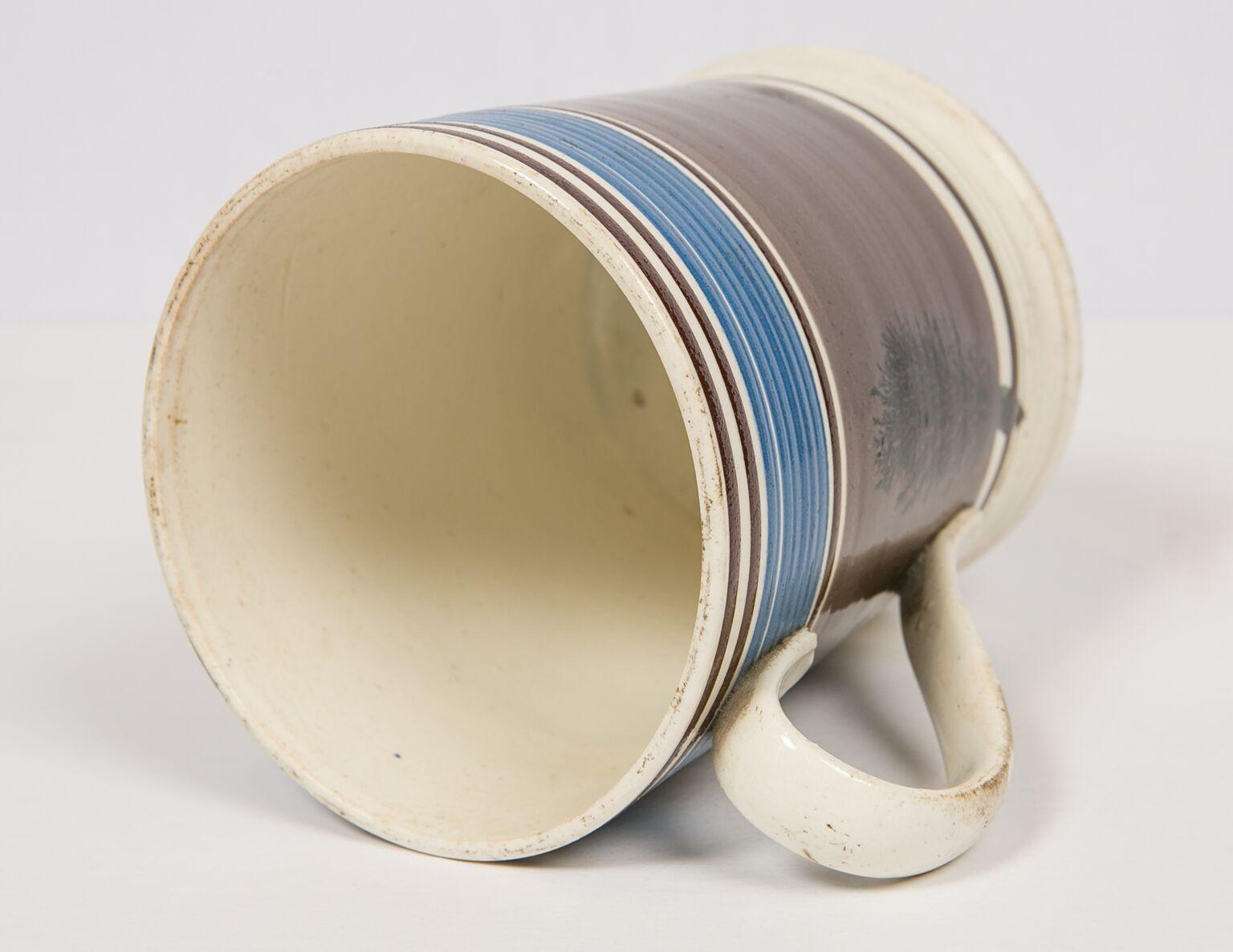 Imperial Quart Mochaware Mug, England, circa 1840 In Good Condition In Katonah, NY