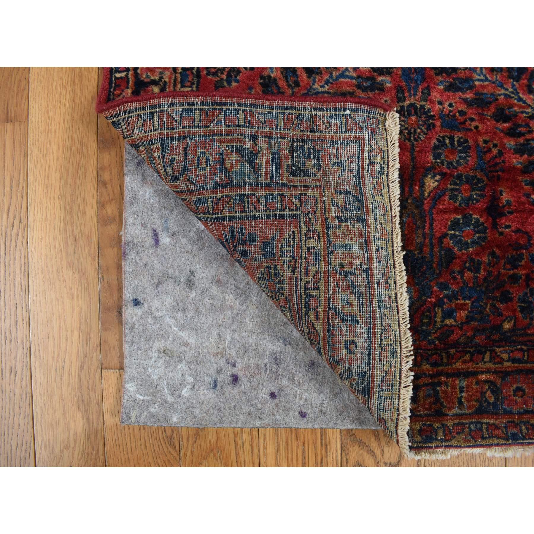 Antiker persischer Sarouk-Teppich aus reiner Wolle, kaiserlich rot, handgeknüpft, 2'2