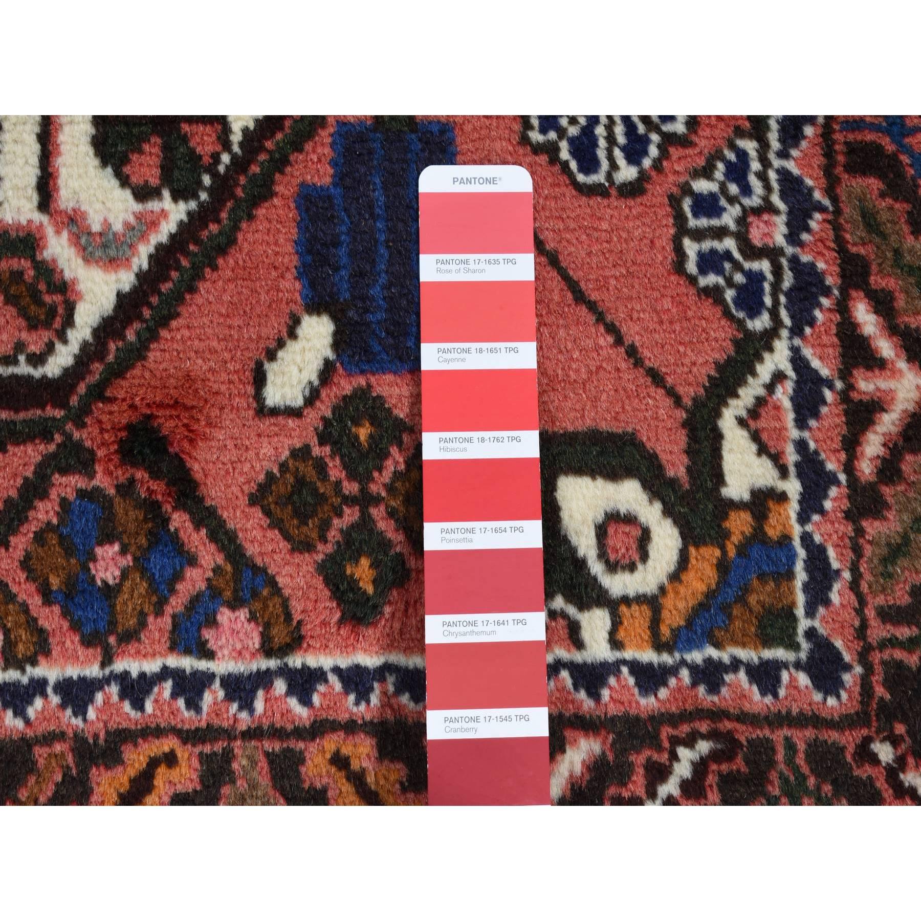 Perse Tapis oriental impérial rouge vintage persan Hamadan en pure laine nouée à la main en vente