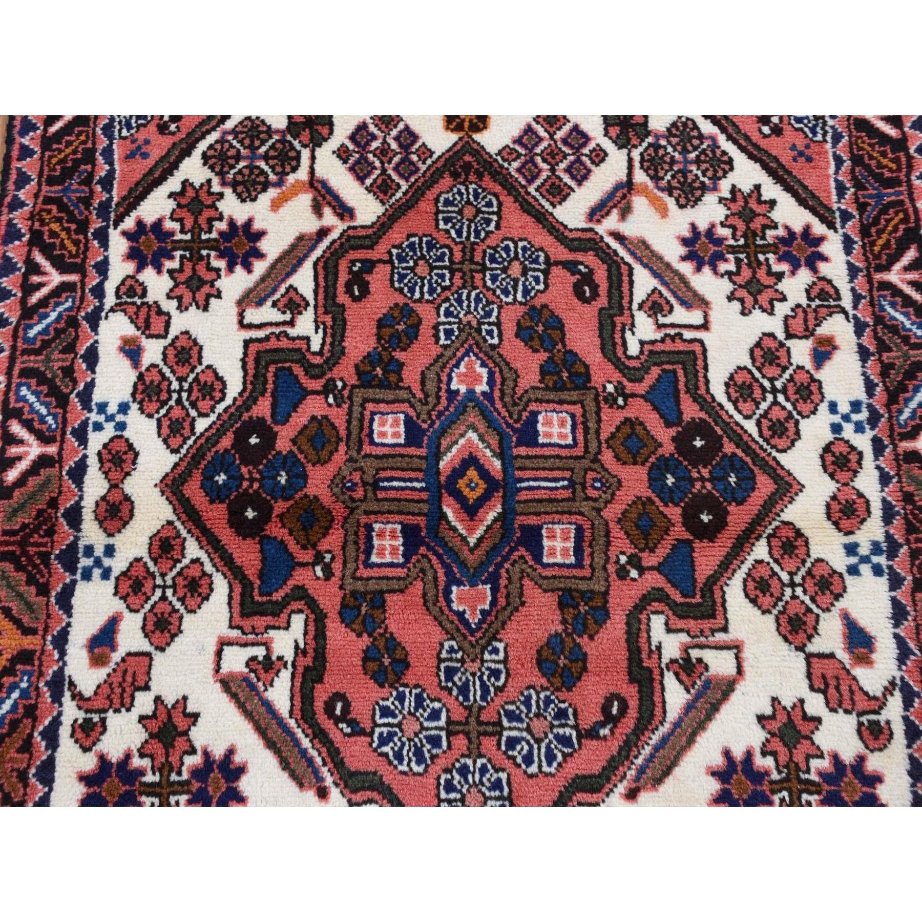 Imperial Red Vintage Persian Hamadan Pure Wool Hand Knotted Oriental Rug In Good Condition For Sale In Carlstadt, NJ