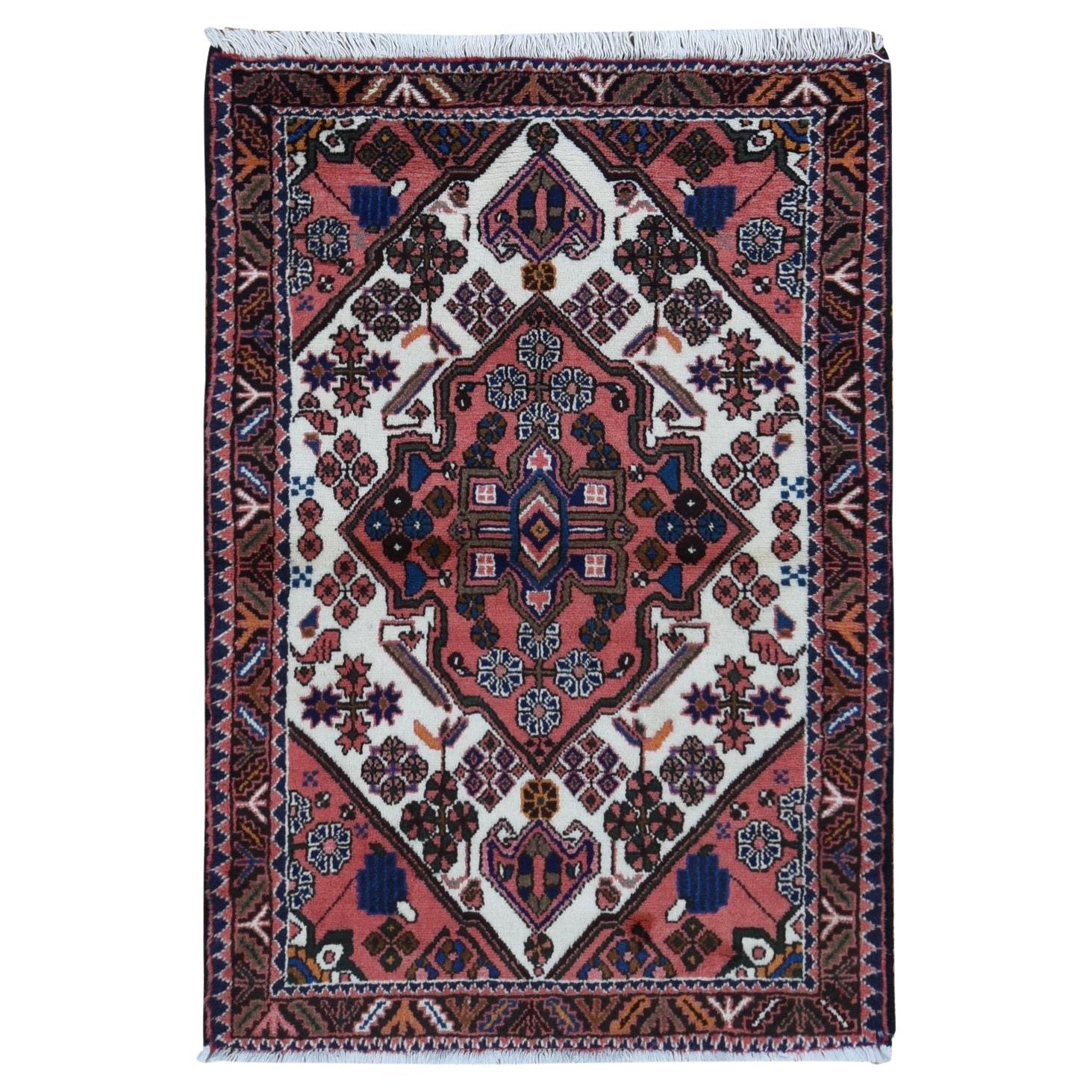Imperial Red Vintage Persian Hamadan Pure Wool Hand Knotted Oriental Rug For Sale