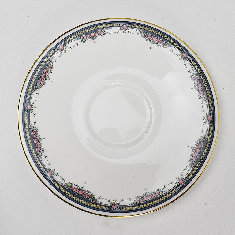 Ceramic Imperial Royal Doulton Bone China Saucer with Floral and Gold Design, England For Sale