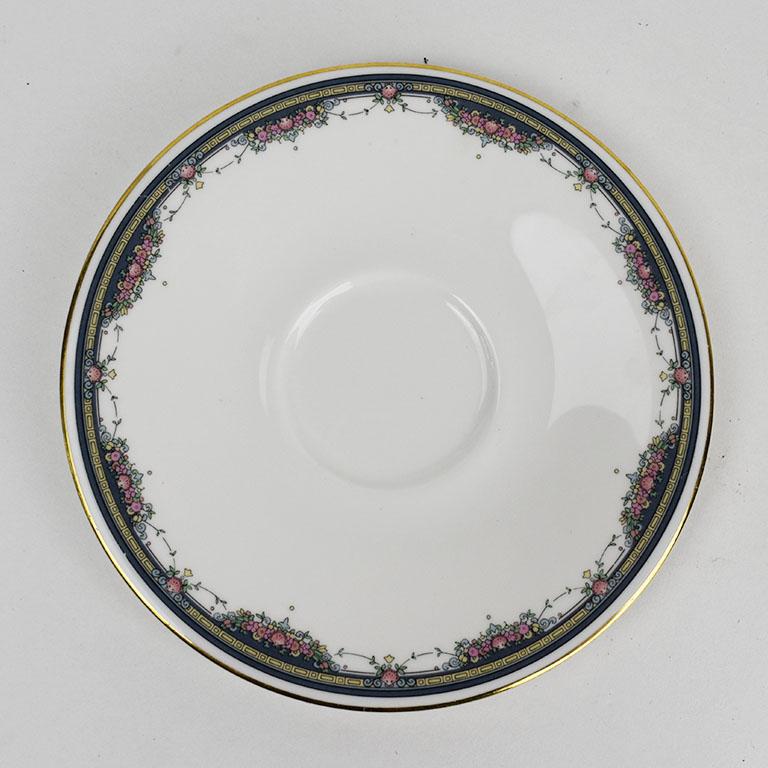 Late Victorian Imperial Royal Doulton Bone China Saucer with Floral and Gold Design, England For Sale