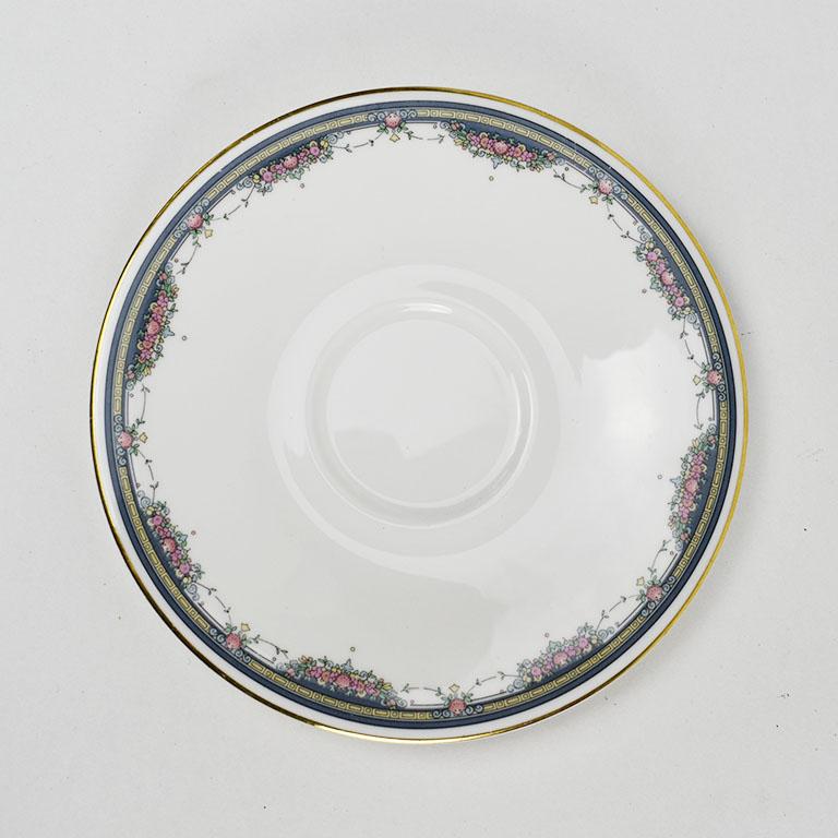 English Imperial Royal Doulton Bone China Saucer with Floral and Gold Design, England For Sale