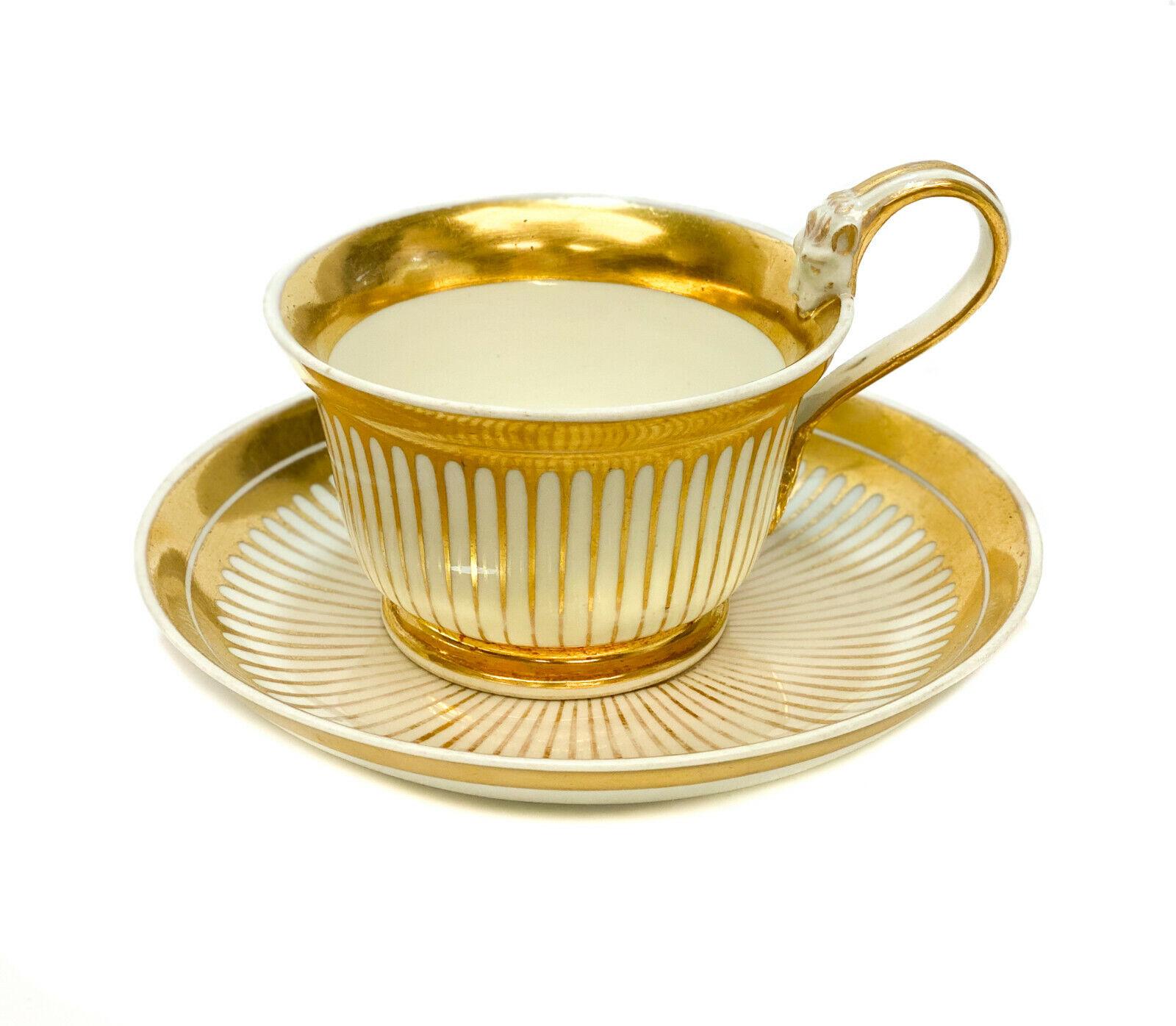 Imperial Royal Vienna Porcelain and Gilt Striped Cup & Saucer, 1821 In Good Condition For Sale In Gardena, CA