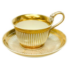 Imperial Royal Vienna Porcelain and Gilt Striped Cup & Saucer, 1821