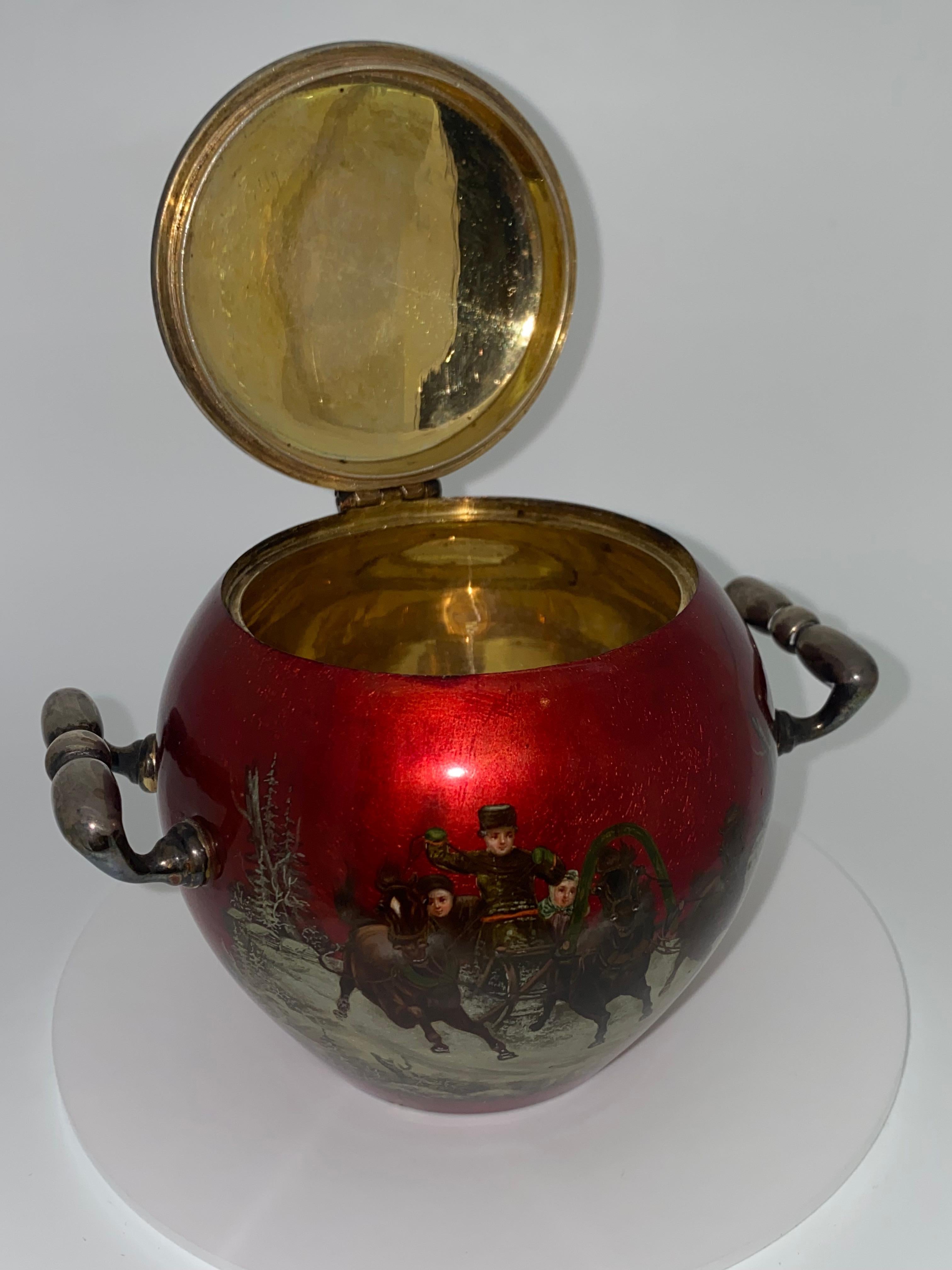 Imperial Russia c1895 Silver/Enamel Tea Set “Seasons” by I. Morozov, Kvetkovsky For Sale 7