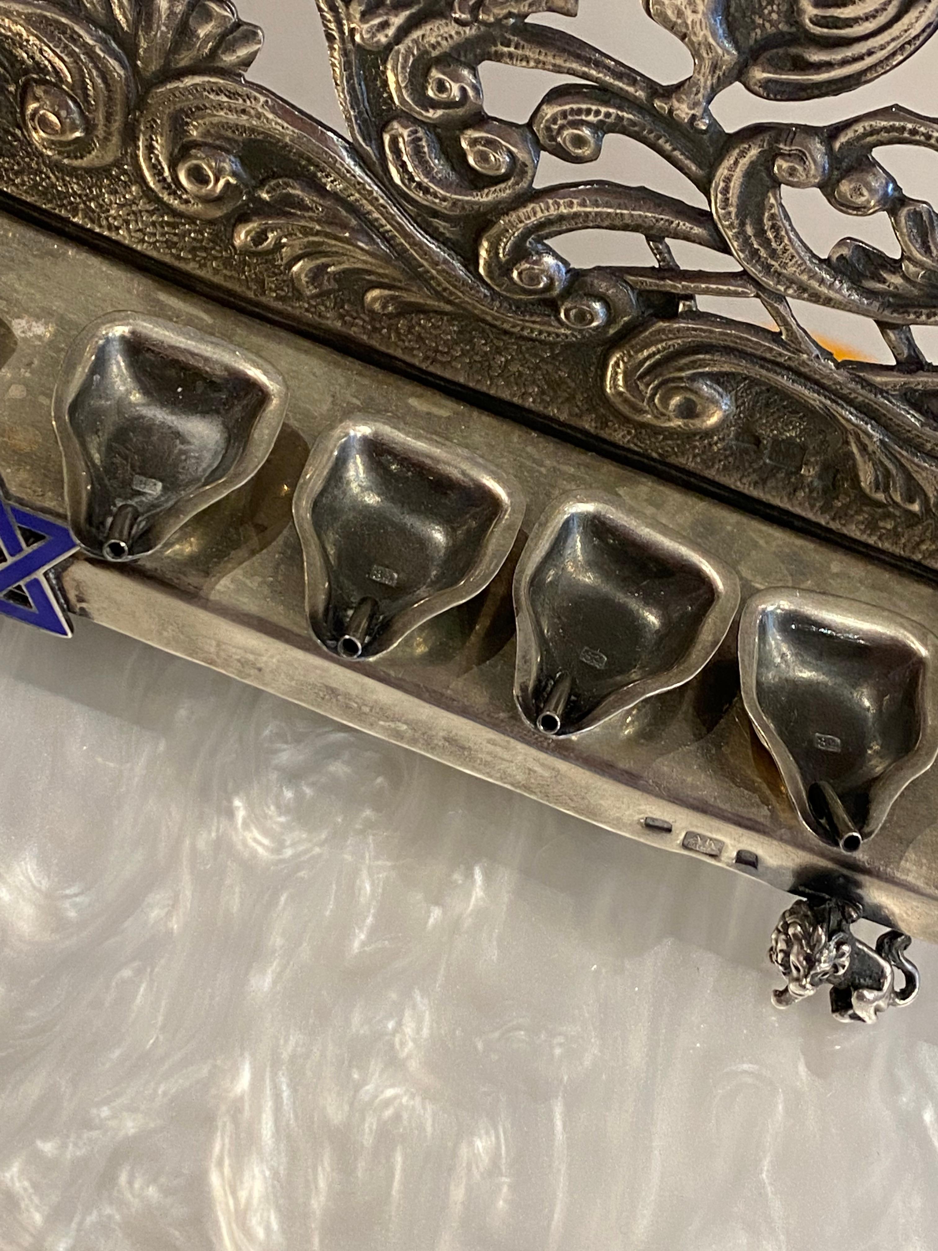 Imperial Russia Judaica 84 Menorah Hanukkah en argent, Moscou 1867 A. Kovalsky 6