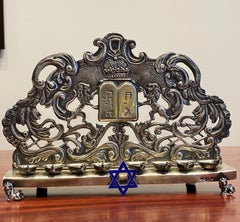 Imperial Russia Judaica 84 Silver Menorah Hanukkah Lamp, Moscow 1867 A. Kovalsky