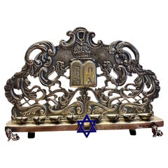 Imperial Russia Judaica 84 Silver Menorah Hanukkah Lamp, Moscow 1867 A. Kovalsky