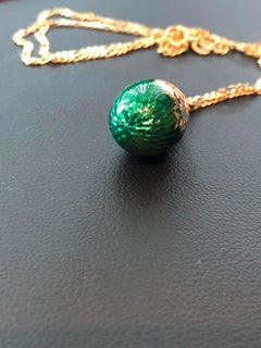 Imperial Russian 14k Green Vibrant Guilloche with Spring Flowers Egg Pendent