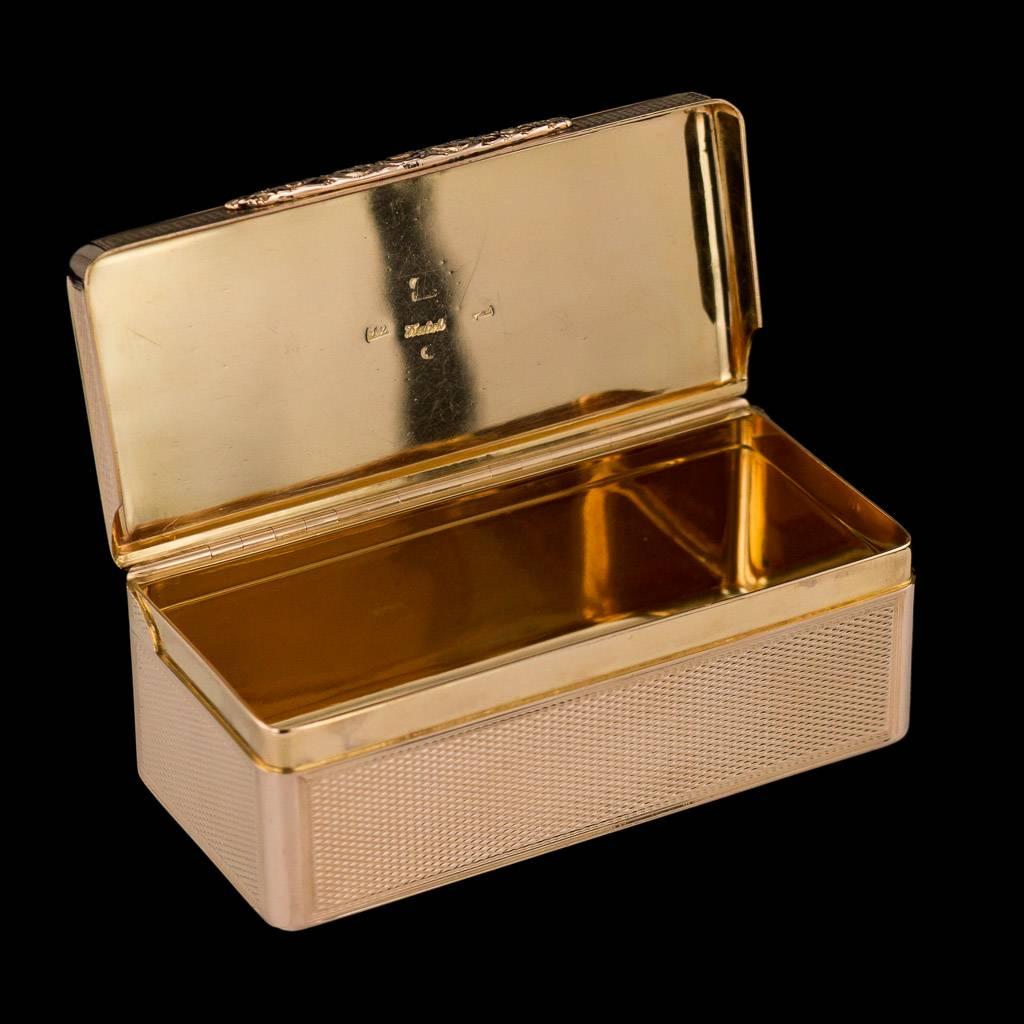 19th Century Imperial Russian 18-Karat Gold Snuff Box, Keibel, St-Petersburg, circa 1830
