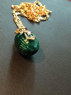 Imperial Russian 18 Karat Gulloche Enamel Egg Pendent