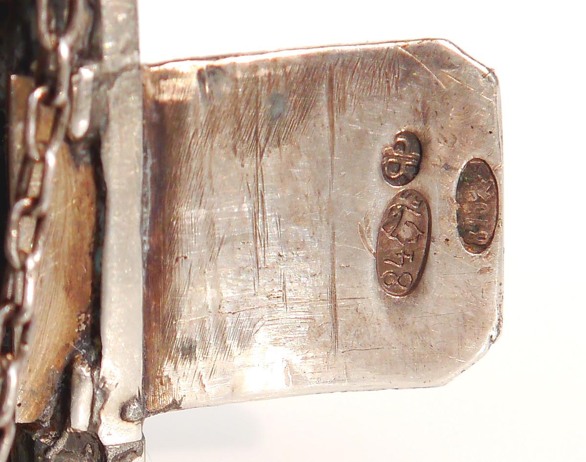 Imperial Russian 84 Silber Armreif Armband natürlichen 2ct Saphir Rubin Emaille/34gr im Angebot 7