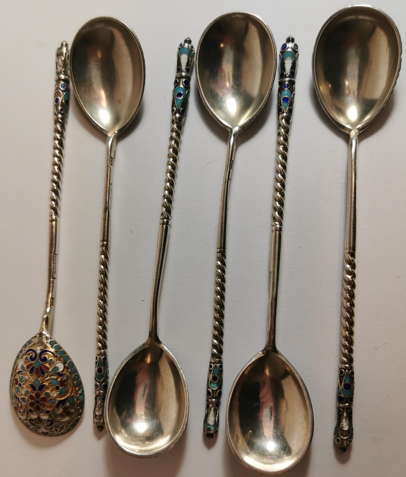 russian cloisonne spoons