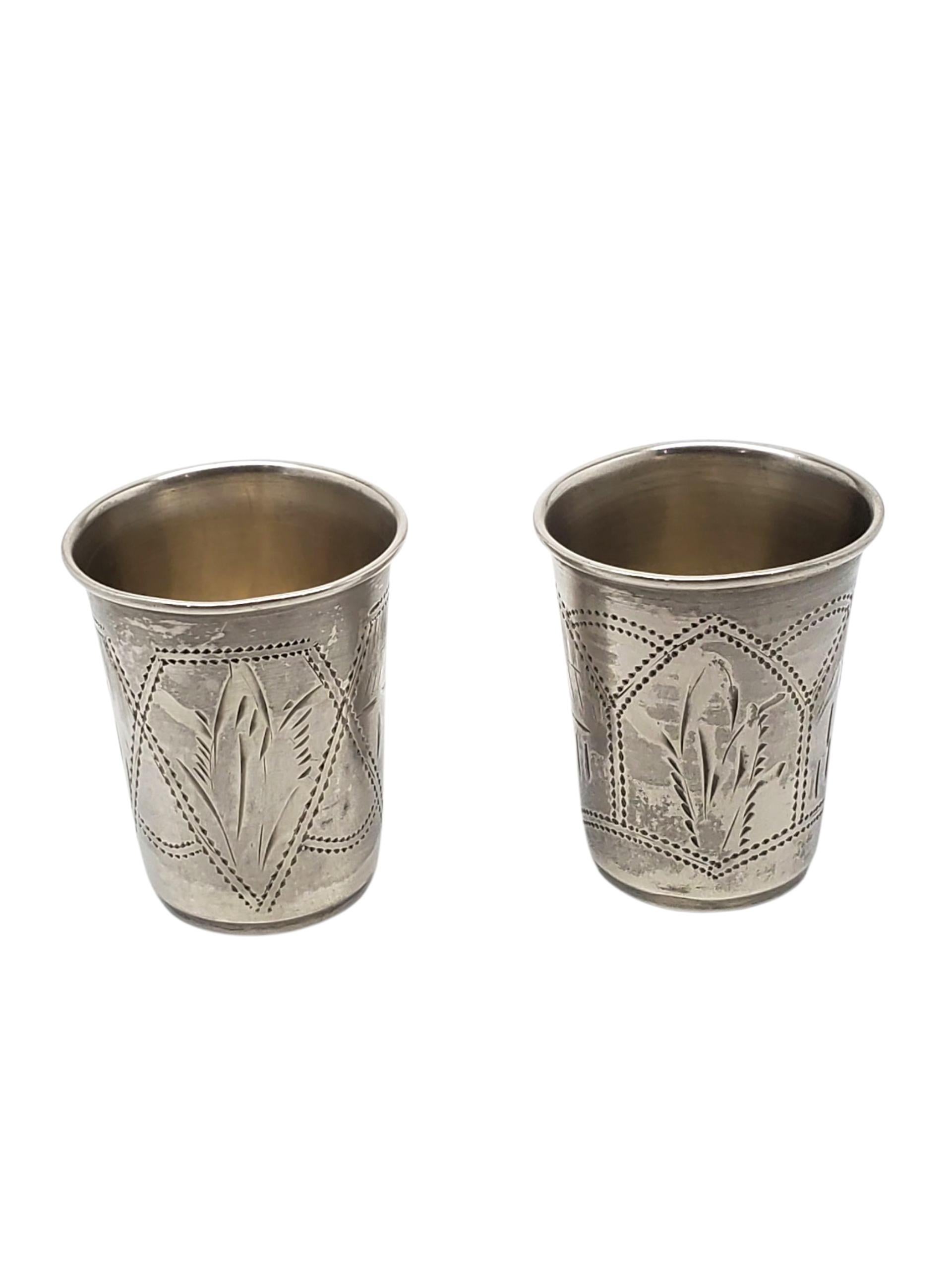 Impero russo Coppe cordiali d'argento imperiali russe 84 Zolotnik - set di 2 #22631 in vendita
