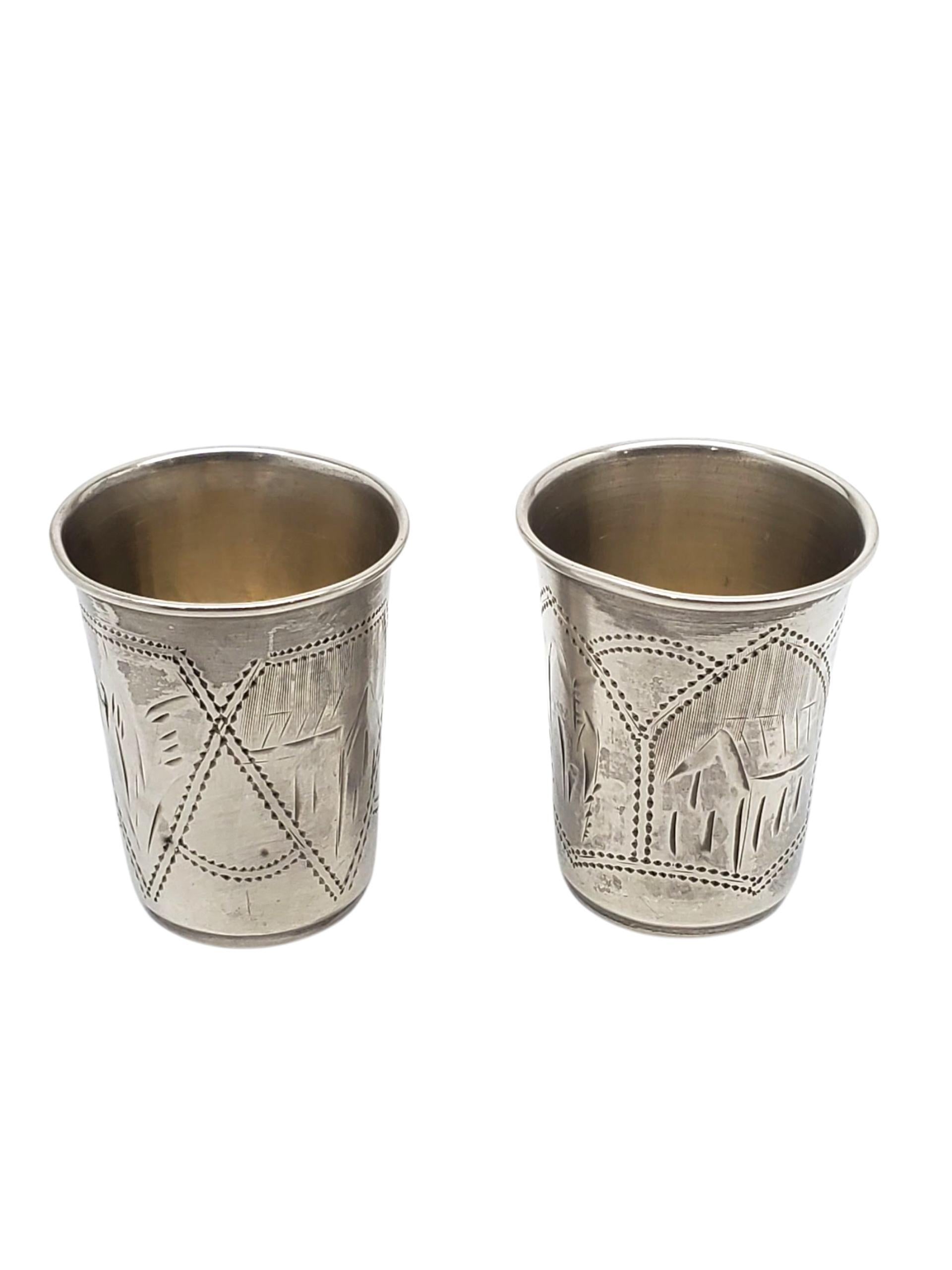 Coppe cordiali d'argento imperiali russe 84 Zolotnik - set di 2 #22631 In condizioni buone in vendita a Washington Depot, CT