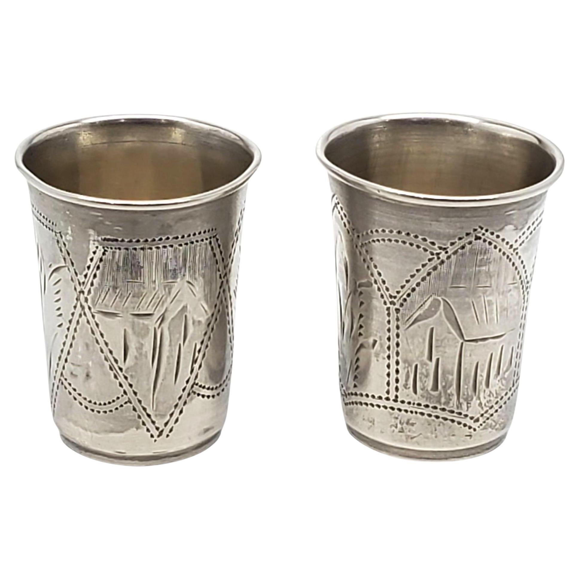 Coppe cordiali d'argento imperiali russe 84 Zolotnik - set di 2 #22631