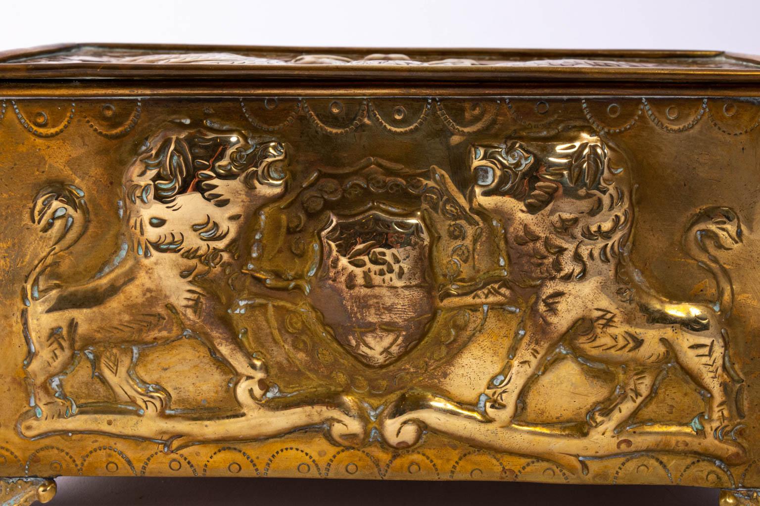 Imperial Russian and English Embossed Brass Humidor 7