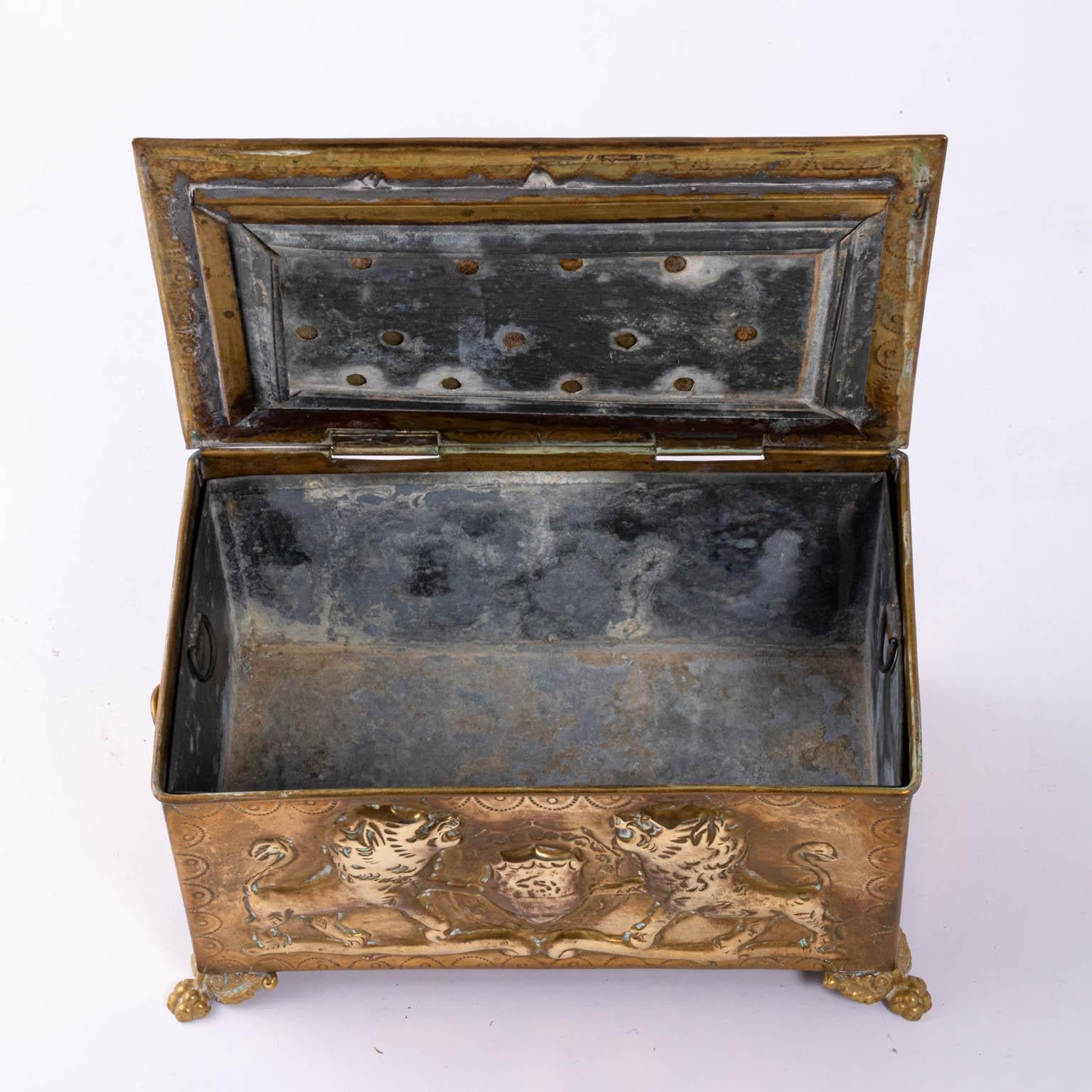 20th Century Imperial Russian and English Embossed Brass Humidor