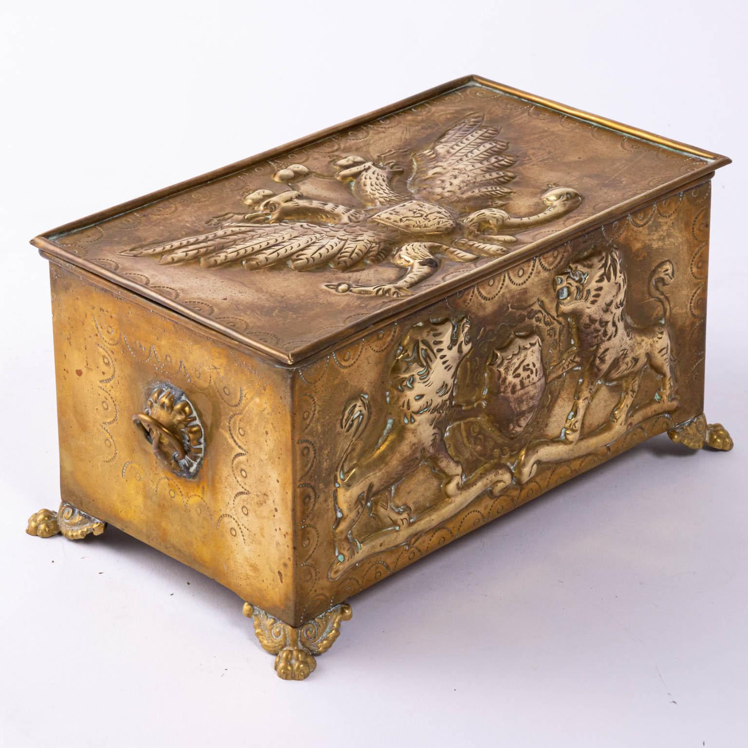Imperial Russian and English Embossed Brass Humidor 1
