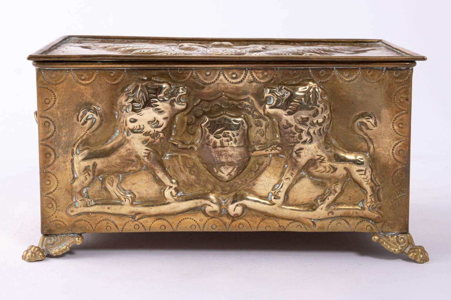 Imperial Russian and English Embossed Brass Humidor 2