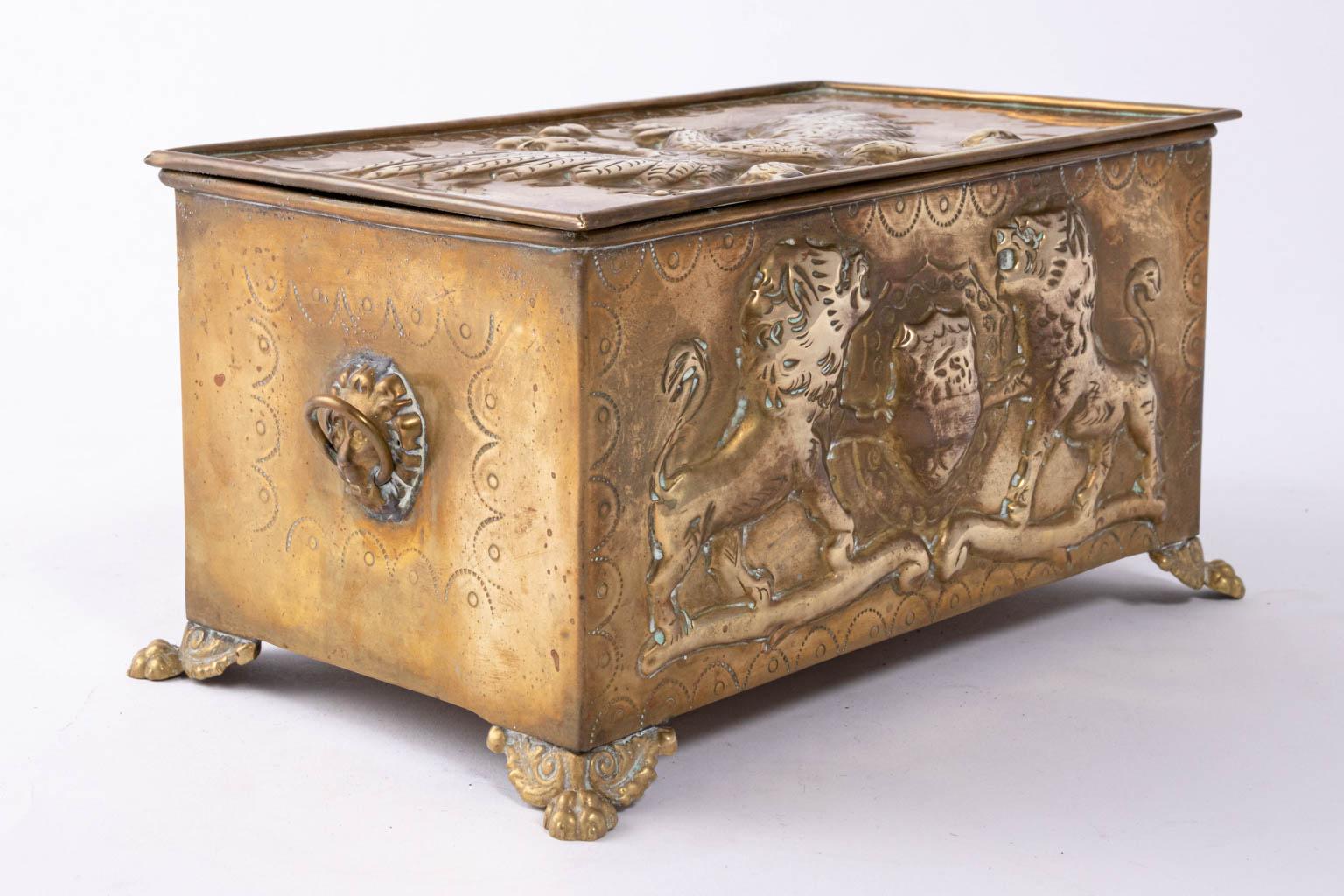 Imperial Russian and English Embossed Brass Humidor 3