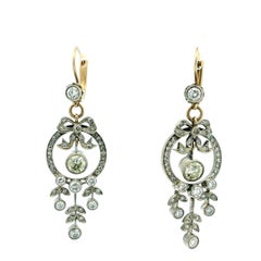 Pendientes de gota de diamantes talla europea imperial rusa Belle Époque (8ct)