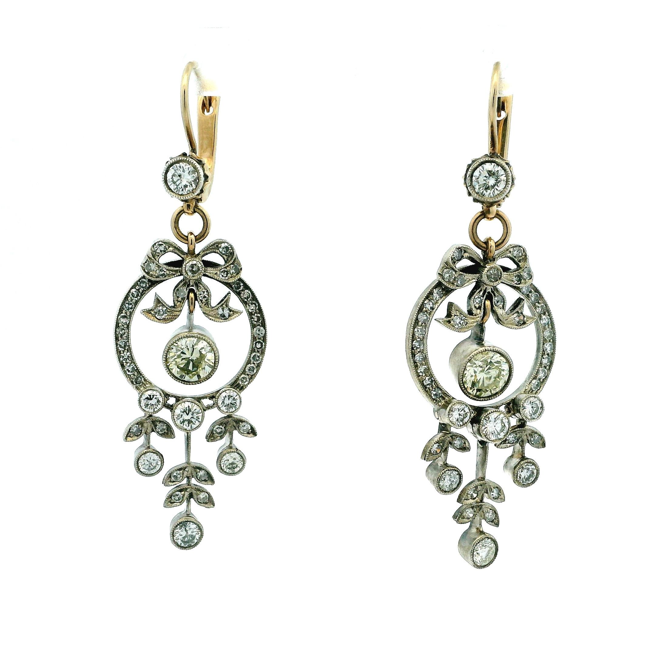 Imperial Russian Belle Époque Old European-Cut Diamond Drop Earrings (8ct) For Sale 2