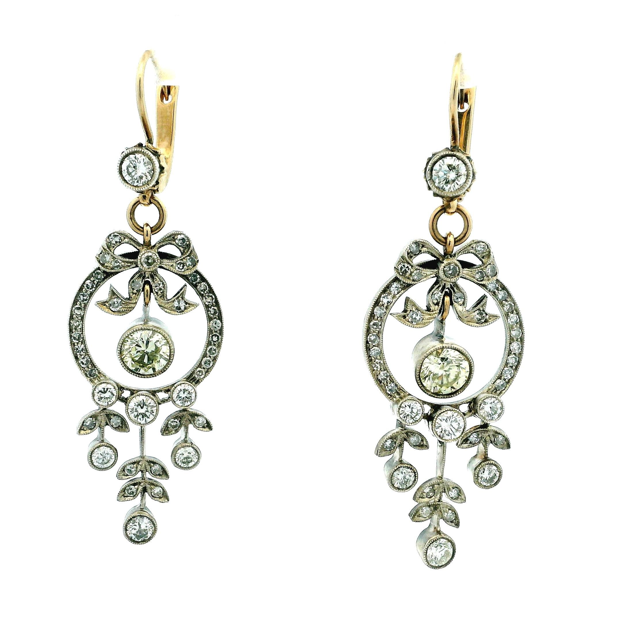 Imperial Russian Belle Époque Old European-Cut Diamond Drop Earrings (8ct) For Sale 3