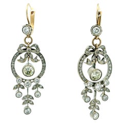 Orecchini a goccia con diamanti di taglio europeo antico della Belle Époque russa imperiale (8ct)