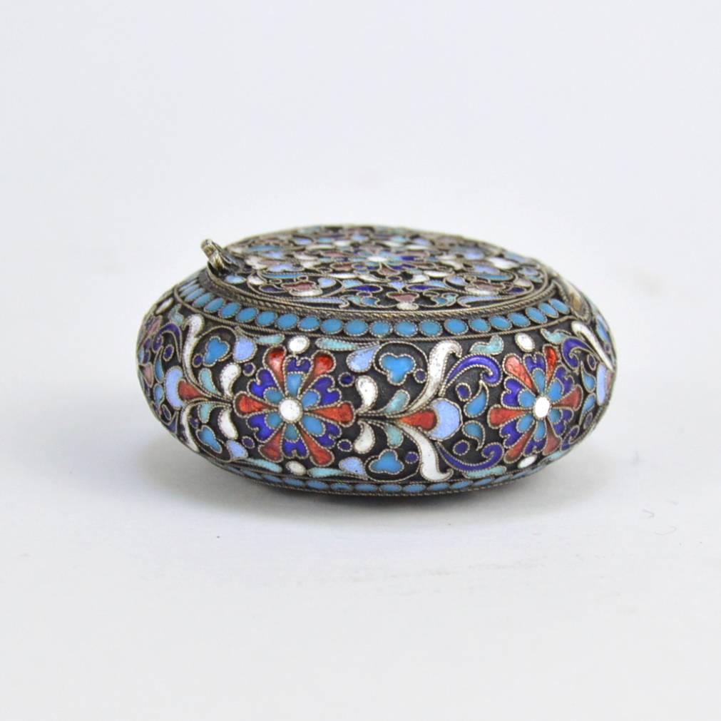 Cloissoné Imperial Russian Cloisonné Enamel and Gilt Silver Box Moscow, 19th Century