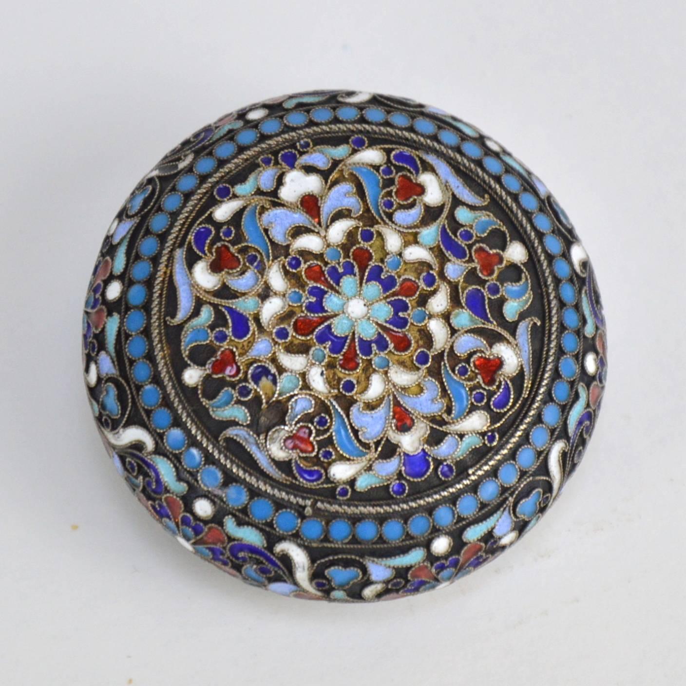 Early 20th Century Imperial Russian Cloisonné Enamel and Gilt Silver Box Moscow, 19th Century