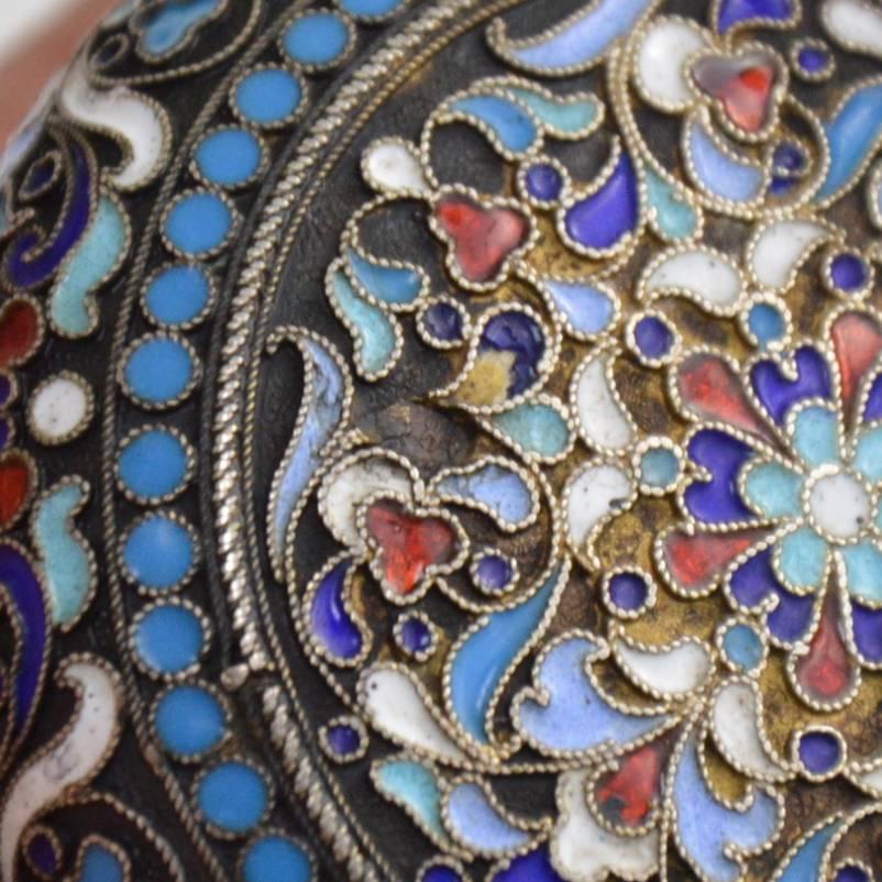 Imperial Russian Cloisonné Enamel and Gilt Silver Box Moscow, 19th Century 2