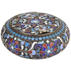 Imperial Russian Cloisonné Enamel and Gilt Silver Box Moscow, 19th Century